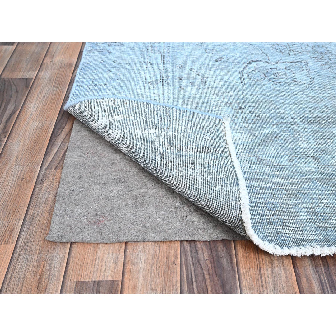 7'10" x 9'9" Vintage Hand Knotted Blue Wool Rectangle Oriental Rug - MOA10286926