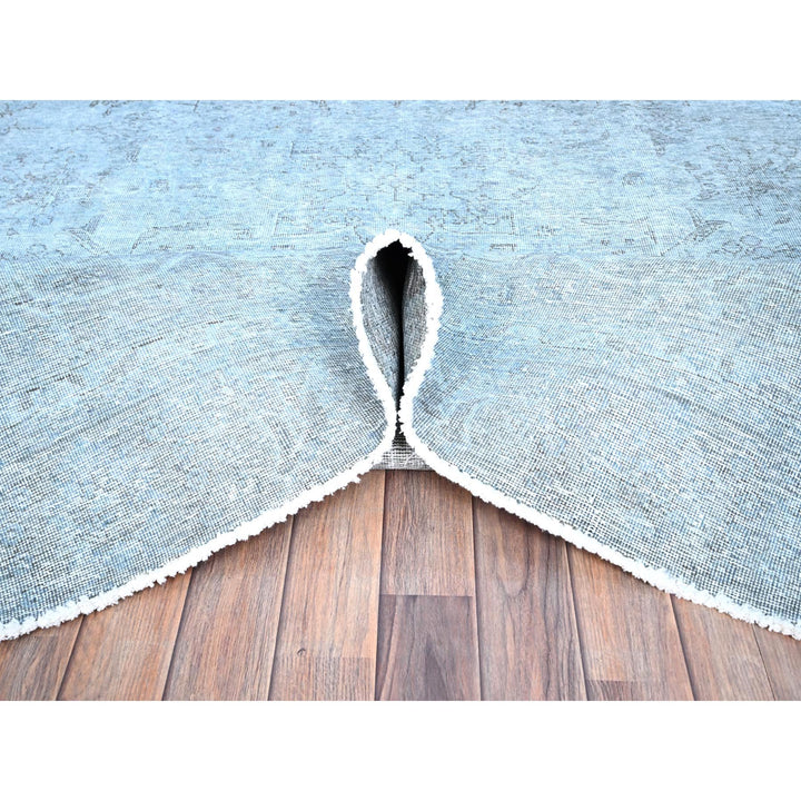 7'10" x 9'9" Vintage Hand Knotted Blue Wool Rectangle Oriental Rug - MOA10286926