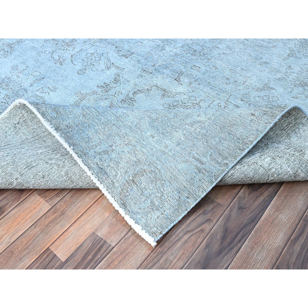 7'10" x 9'9" Vintage Hand Knotted Blue Wool Rectangle Oriental Rug - MOA10286926