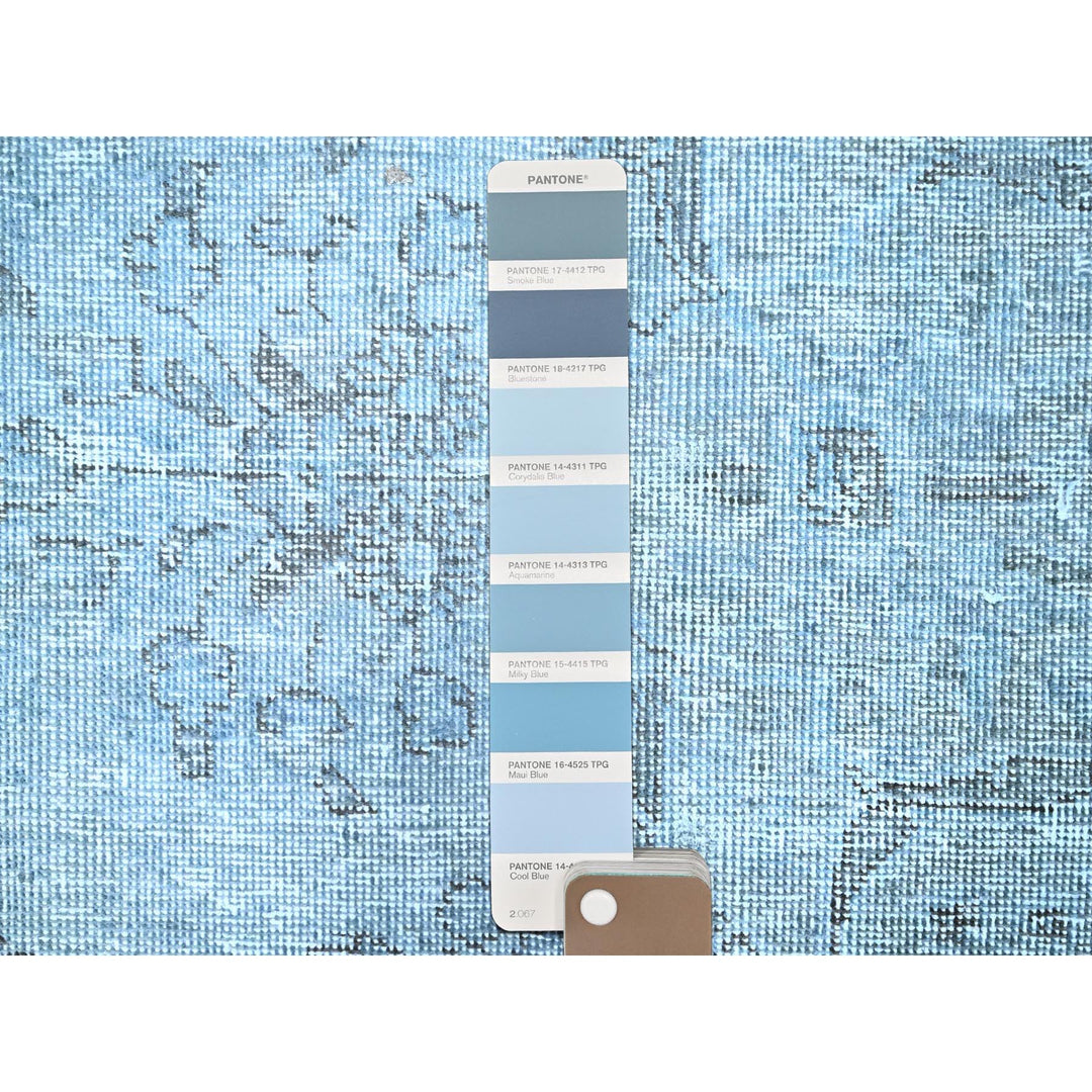 7'10" x 9'9" Vintage Hand Knotted Blue Wool Rectangle Oriental Rug - MOA10286926