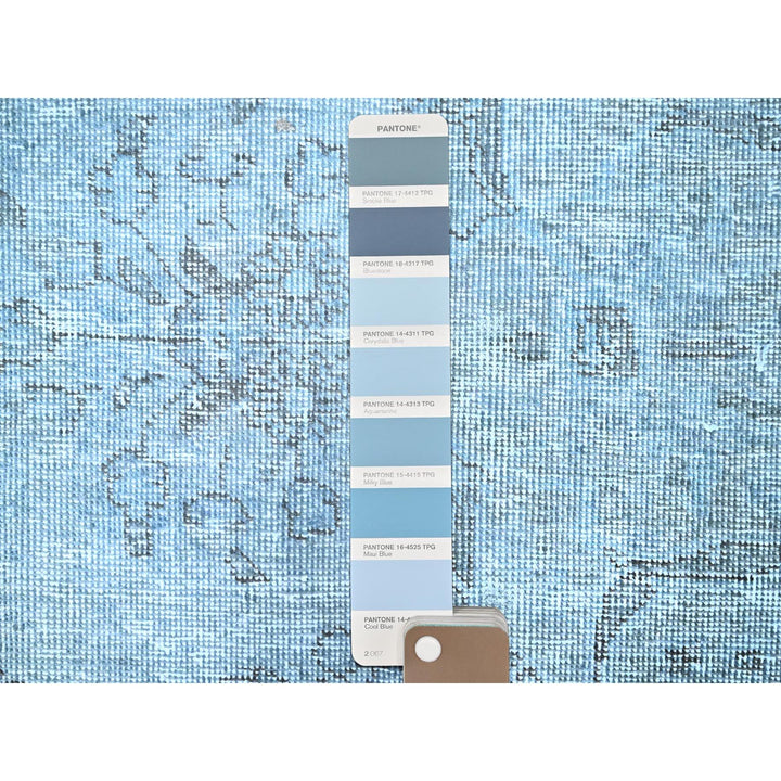 7'10" x 9'9" Vintage Hand Knotted Blue Wool Rectangle Oriental Rug - MOA10286926