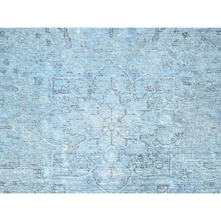 7'10" x 9'9" Vintage Hand Knotted Blue Wool Rectangle Oriental Rug - MOA10286926