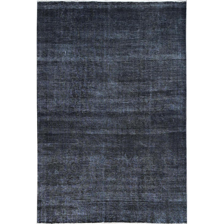 6'3" x 9'3" Vintage Hand Knotted Black Wool Rectangle Oriental Rug - MOA10286927