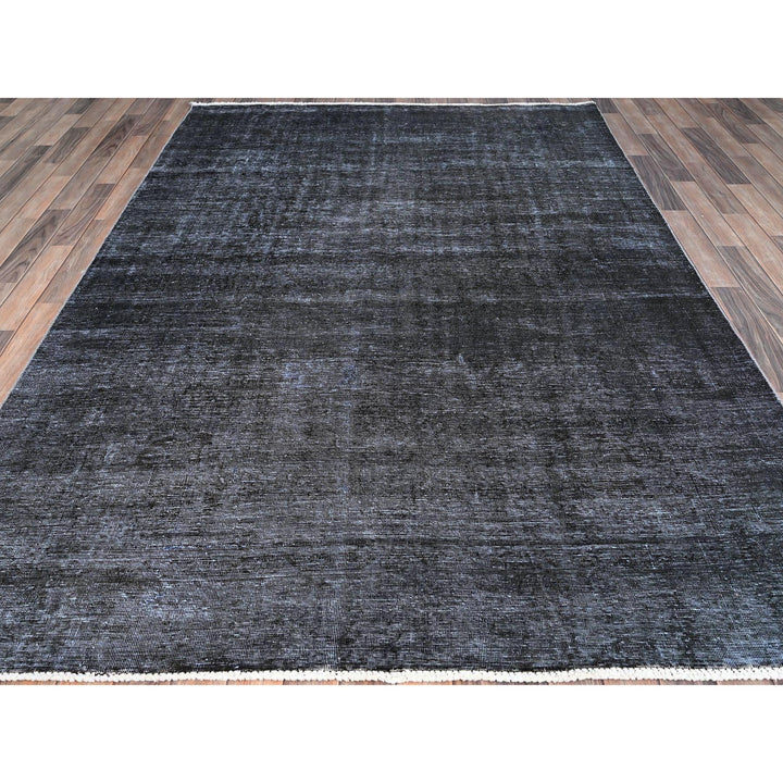 6'3" x 9'3" Vintage Hand Knotted Black Wool Rectangle Oriental Rug - MOA10286927