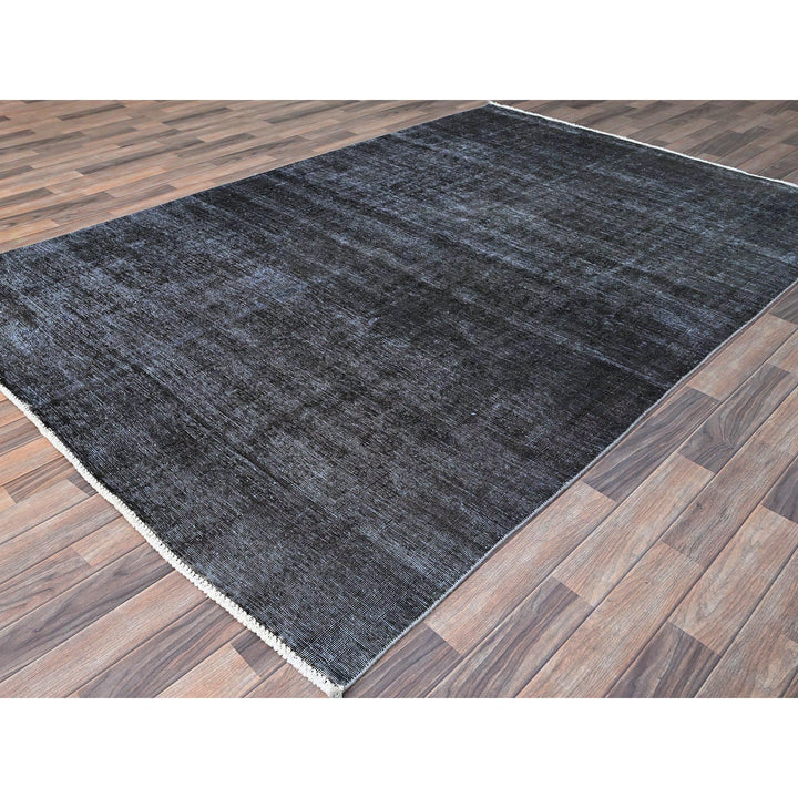 6'3" x 9'3" Vintage Hand Knotted Black Wool Rectangle Oriental Rug - MOA10286927