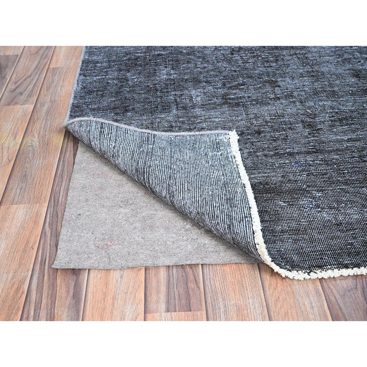 6'3" x 9'3" Vintage Hand Knotted Black Wool Rectangle Oriental Rug - MOA10286927
