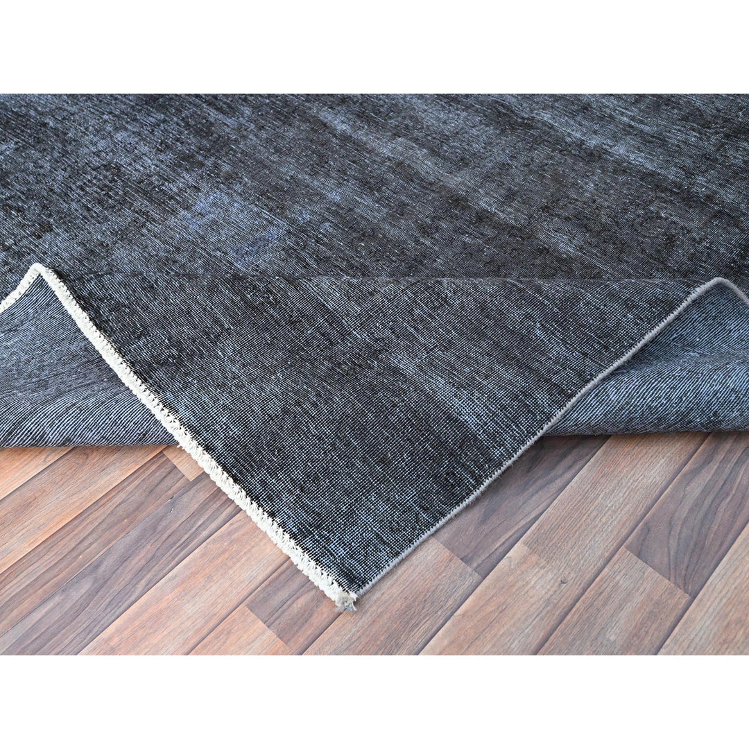 6'3" x 9'3" Vintage Hand Knotted Black Wool Rectangle Oriental Rug - MOA10286927
