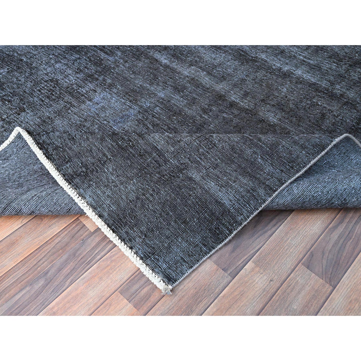 6'3" x 9'3" Vintage Hand Knotted Black Wool Rectangle Oriental Rug - MOA10286927