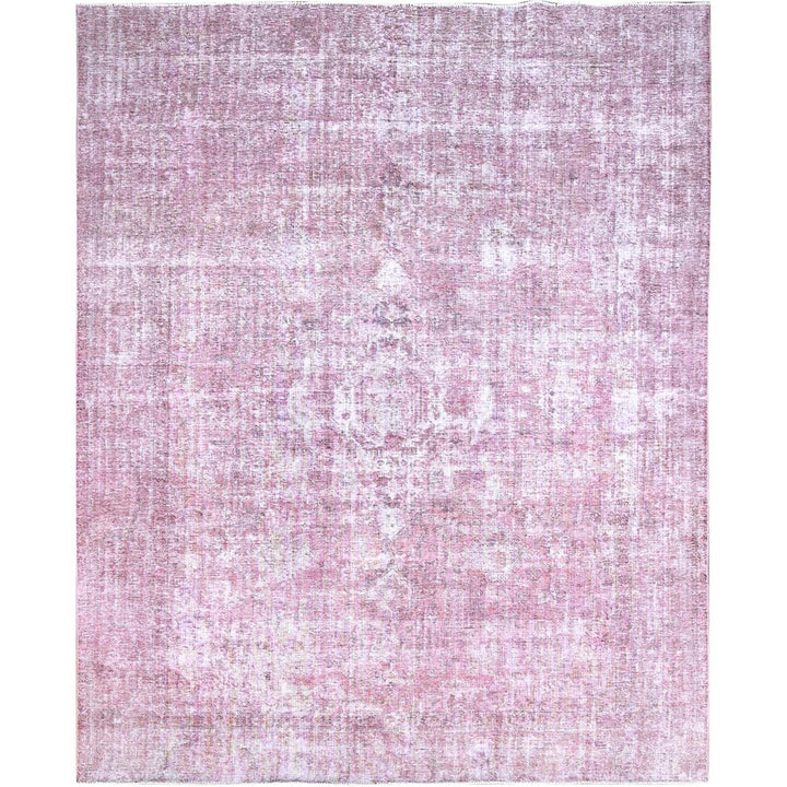 9'8" x 11'10" Vintage Hand Knotted Pink Wool Rectangle Oriental Rug - MOA10286929