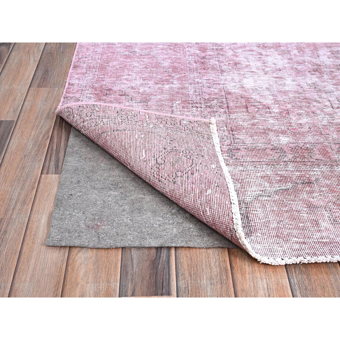 9'8" x 11'10" Vintage Hand Knotted Pink Wool Rectangle Oriental Rug - MOA10286929
