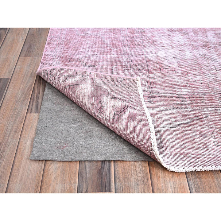 9'8" x 11'10" Vintage Hand Knotted Pink Wool Rectangle Oriental Rug - MOA10286929