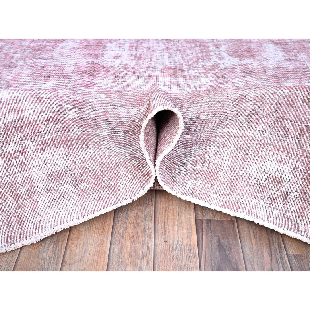 9'8" x 11'10" Vintage Hand Knotted Pink Wool Rectangle Oriental Rug - MOA10286929