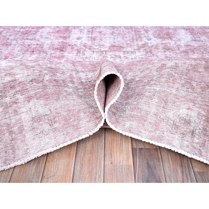 9'8" x 11'10" Vintage Hand Knotted Pink Wool Rectangle Oriental Rug - MOA10286929