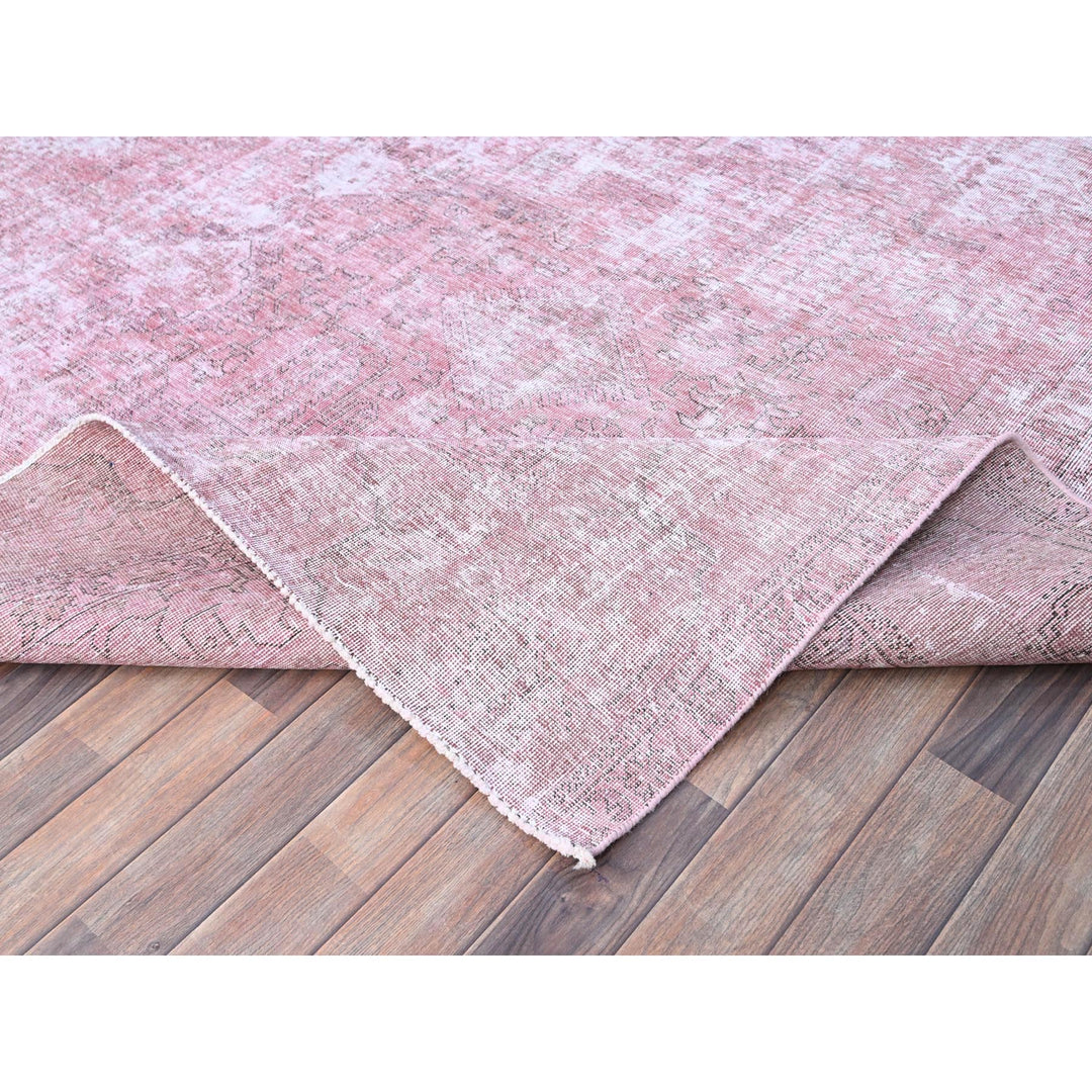 9'8" x 11'10" Vintage Hand Knotted Pink Wool Rectangle Oriental Rug - MOA10286929