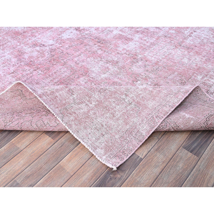 9'8" x 11'10" Vintage Hand Knotted Pink Wool Rectangle Oriental Rug - MOA10286929