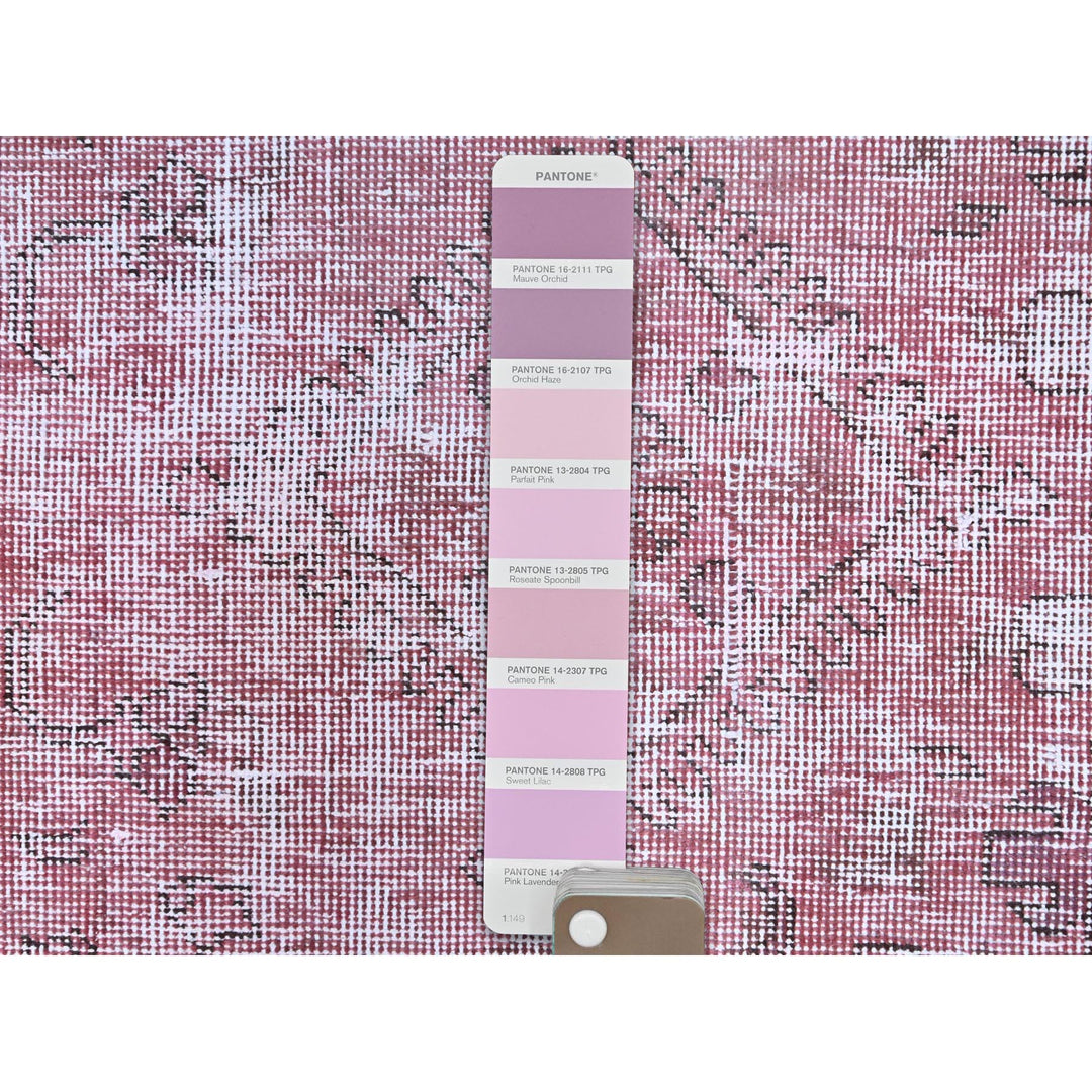 9'8" x 11'10" Vintage Hand Knotted Pink Wool Rectangle Oriental Rug - MOA10286929