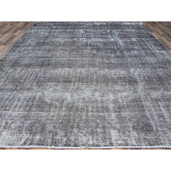 9'6" x 12'4" Vintage Hand Knotted Grey Wool Rectangle Oriental Rug - MOA10286931