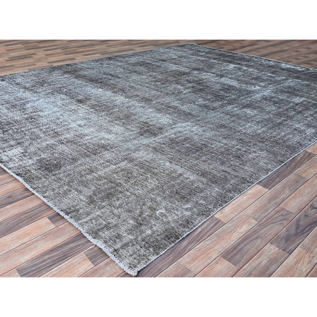9'6" x 12'4" Vintage Hand Knotted Grey Wool Rectangle Oriental Rug - MOA10286931