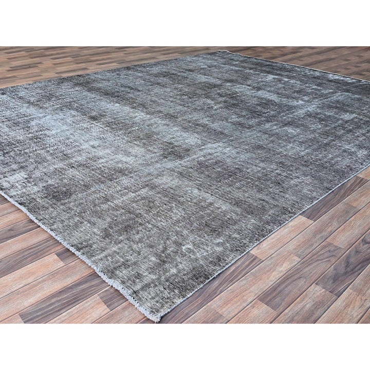 9'6" x 12'4" Vintage Hand Knotted Grey Wool Rectangle Oriental Rug - MOA10286931