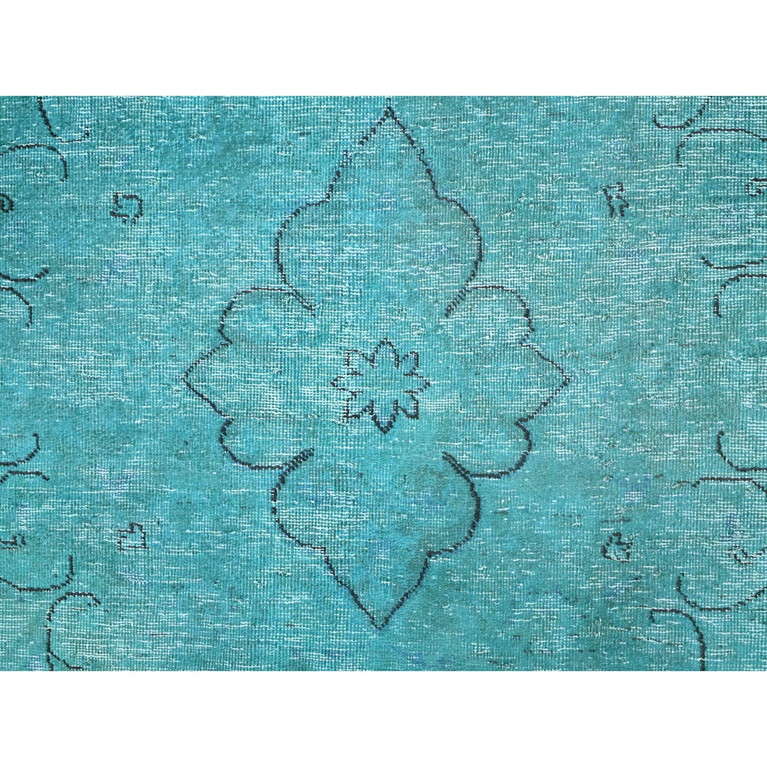 8'1" x 10'11" Vintage Hand Knotted Green Wool Rectangle Oriental Rug - MOA10286932