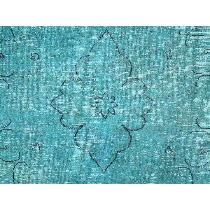 8'1" x 10'11" Vintage Hand Knotted Green Wool Rectangle Oriental Rug - MOA10286932