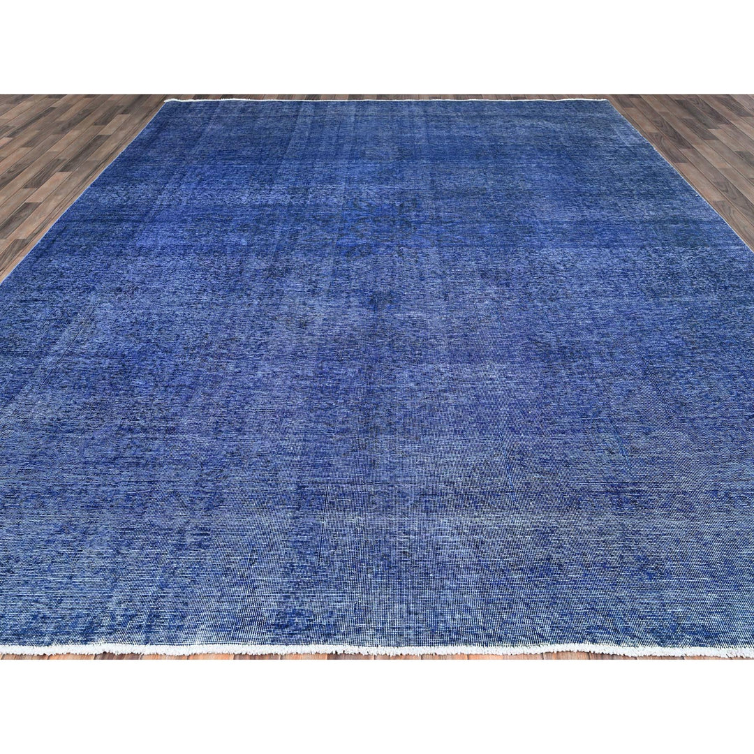 9'11" x 12'7" Vintage Hand Knotted Blue Wool Rectangle Oriental Rug - MOA10286933