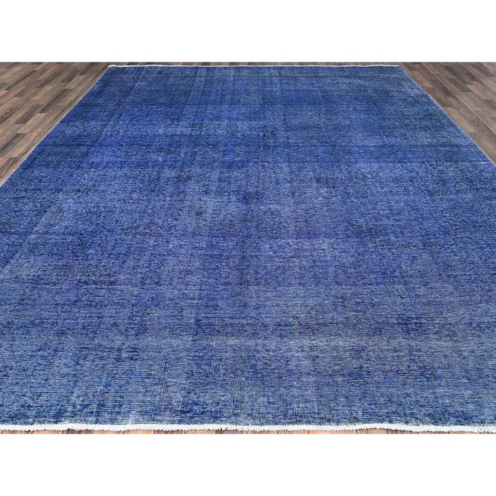 9'11" x 12'7" Vintage Hand Knotted Blue Wool Rectangle Oriental Rug - MOA10286933
