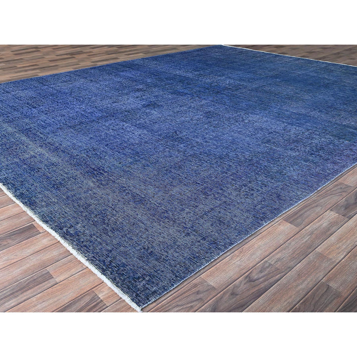 9'11" x 12'7" Vintage Hand Knotted Blue Wool Rectangle Oriental Rug - MOA10286933