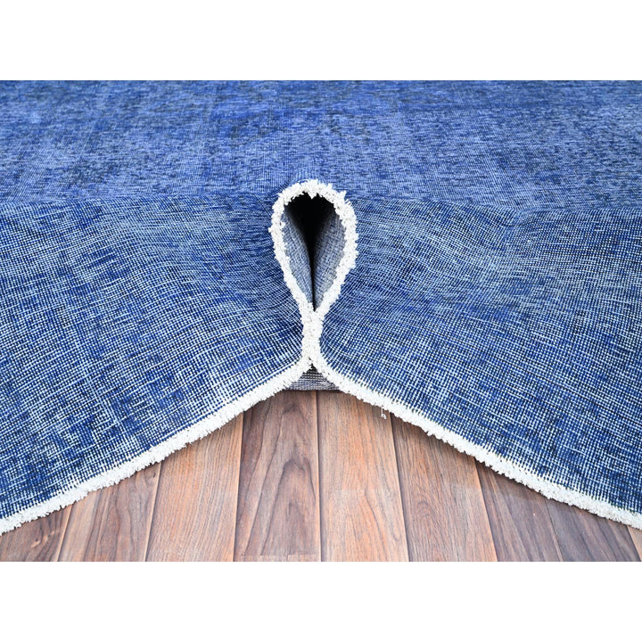 9'11" x 12'7" Vintage Hand Knotted Blue Wool Rectangle Oriental Rug - MOA10286933