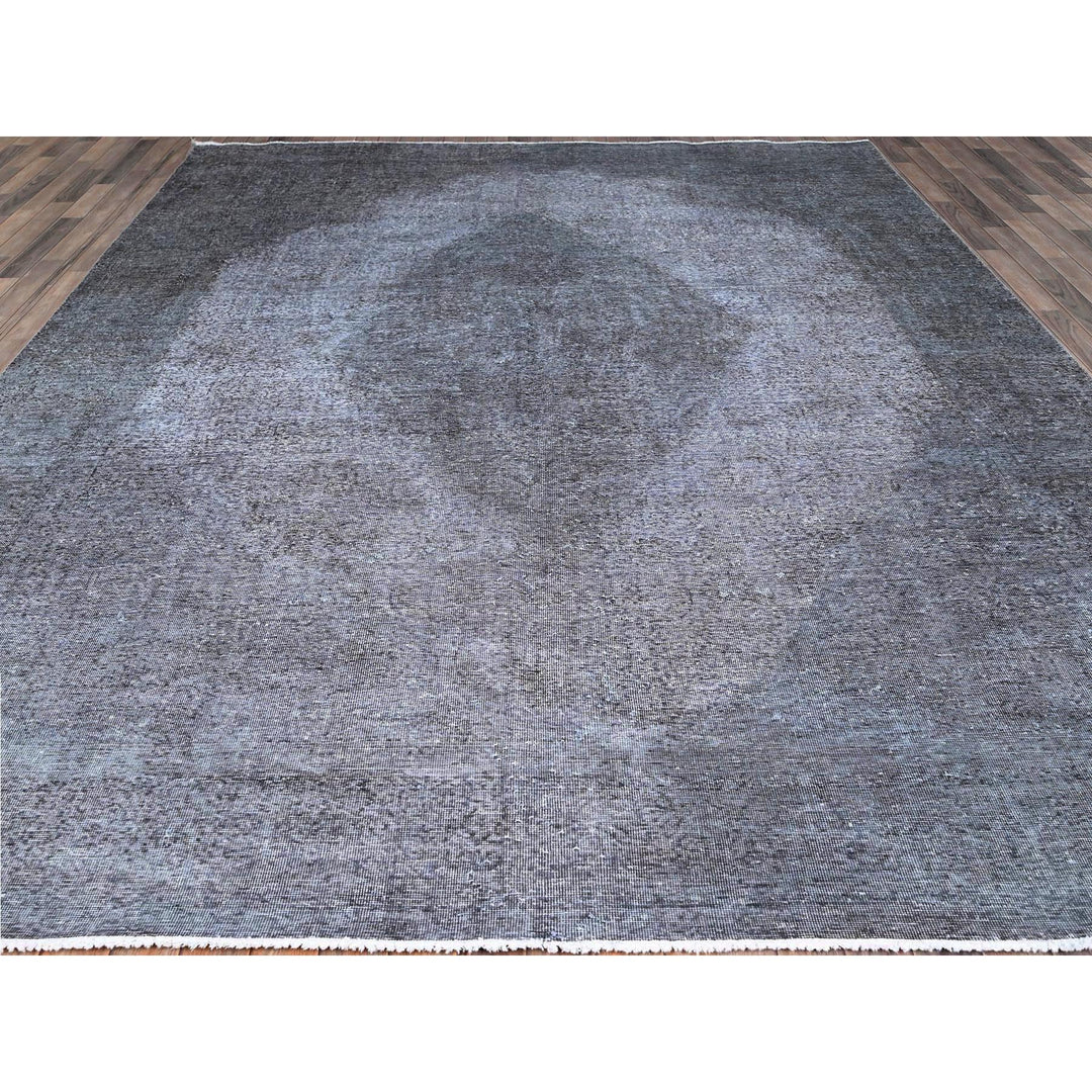 9'9" x 12'7" Vintage Hand Knotted Grey Wool Rectangle Oriental Rug - MOA10286935