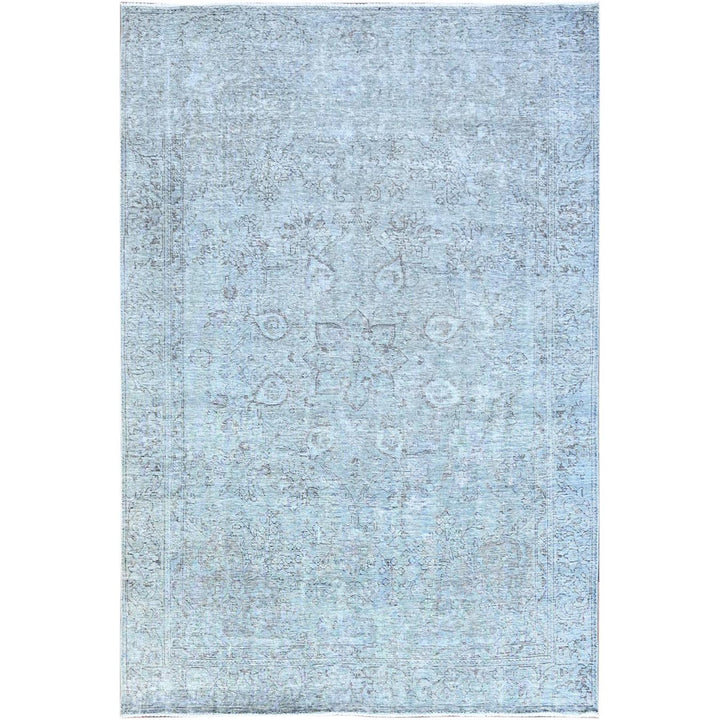 6'0" x 8'9" Vintage Hand Knotted Blue Wool Rectangle Oriental Rug - MOA10286938