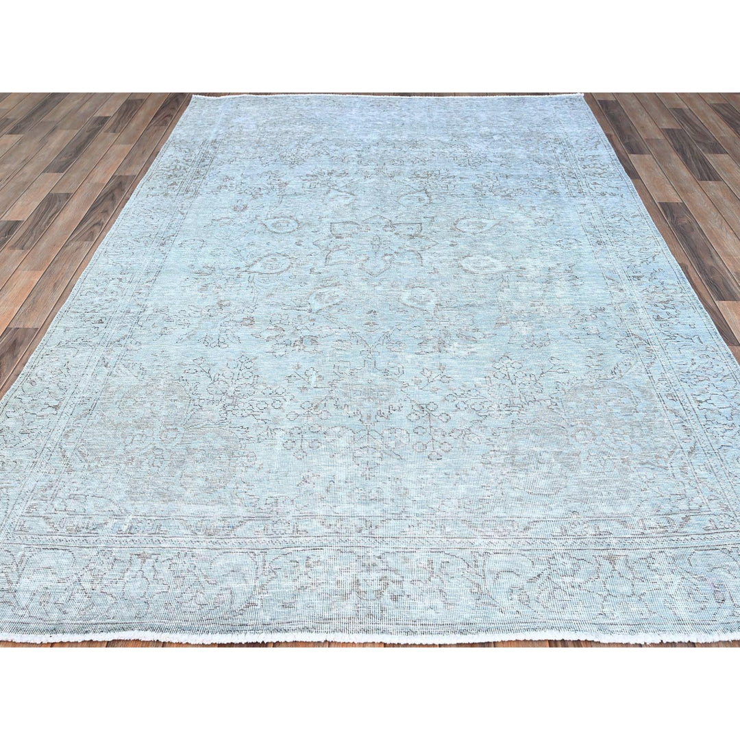 6'0" x 8'9" Vintage Hand Knotted Blue Wool Rectangle Oriental Rug - MOA10286938