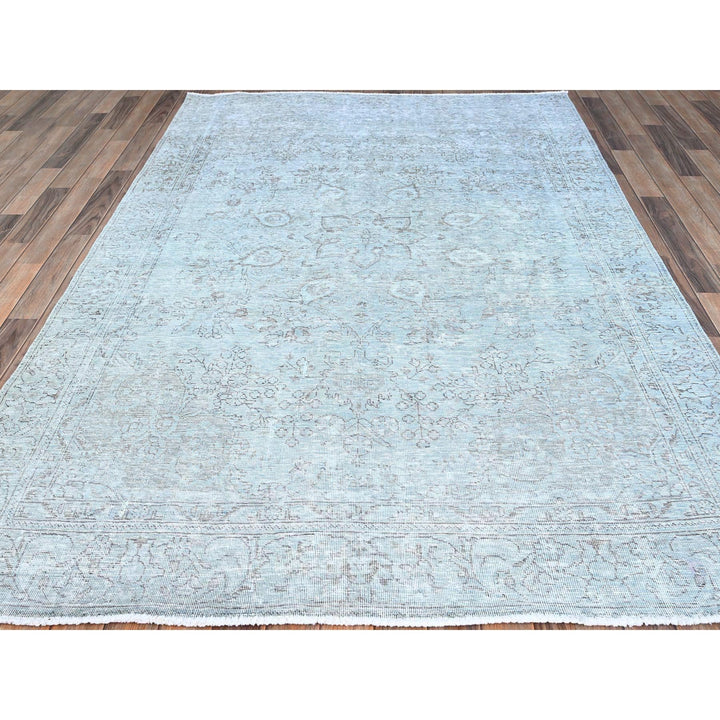 6'0" x 8'9" Vintage Hand Knotted Blue Wool Rectangle Oriental Rug - MOA10286938