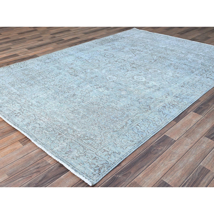 6'0" x 8'9" Vintage Hand Knotted Blue Wool Rectangle Oriental Rug - MOA10286938
