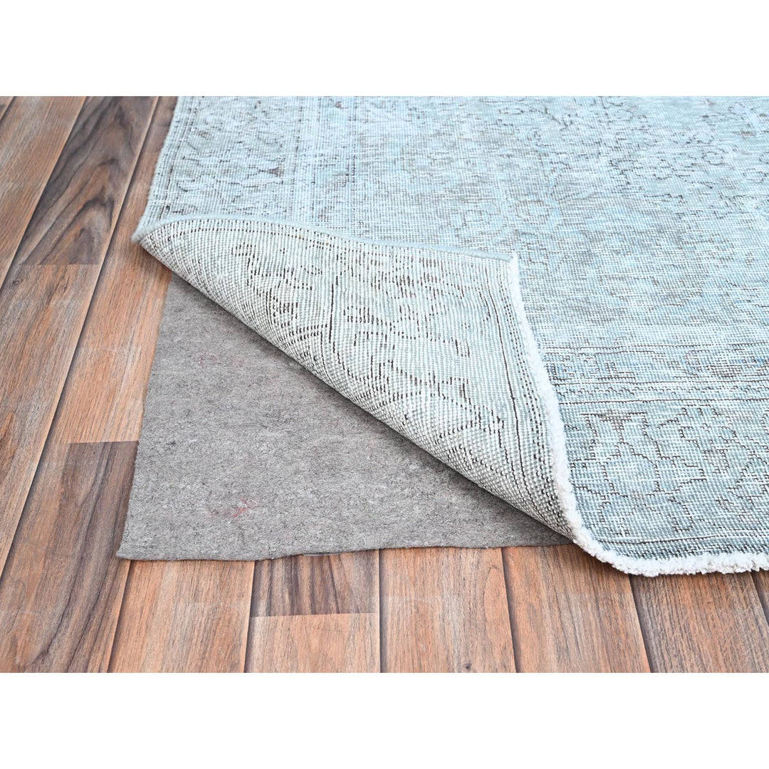 6'0" x 8'9" Vintage Hand Knotted Blue Wool Rectangle Oriental Rug - MOA10286938