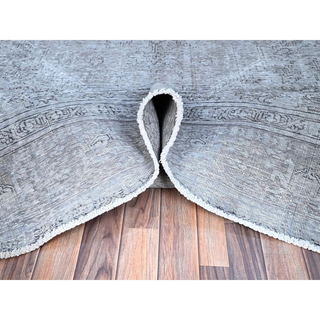 8'10" x 12'4" Vintage Hand Knotted Grey Wool Rectangle Oriental Rug - MOA10286940