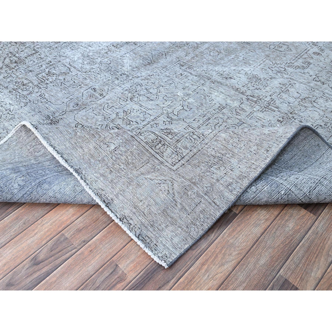 8'10" x 12'4" Vintage Hand Knotted Grey Wool Rectangle Oriental Rug - MOA10286940