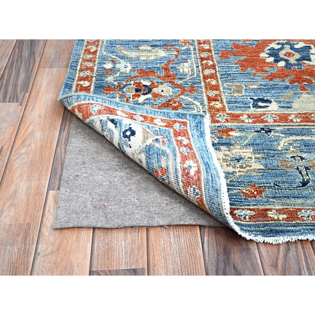 9'0" x 11'9" New Hand Knotted Blue Wool Rectangle Oriental Rug - MOA10286943