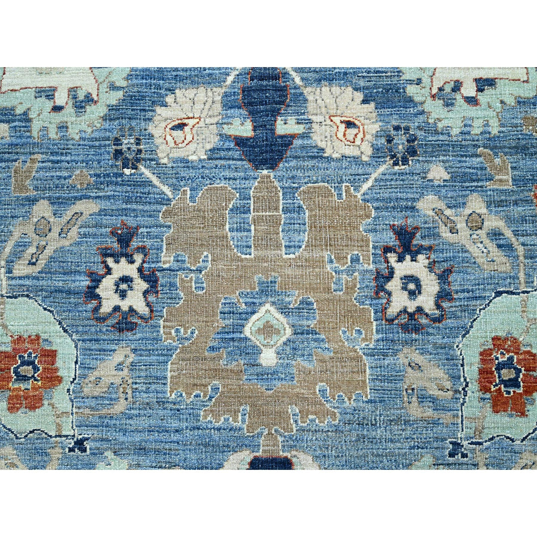 9'0" x 11'9" New Hand Knotted Blue Wool Rectangle Oriental Rug - MOA10286943