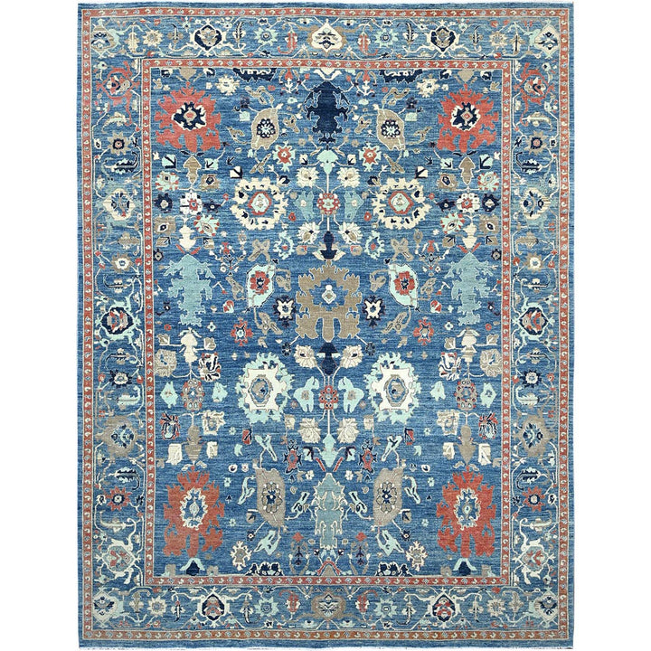 9'1" x 11'9" New Hand Knotted Blue Wool Rectangle Oriental Rug - MOA10286944