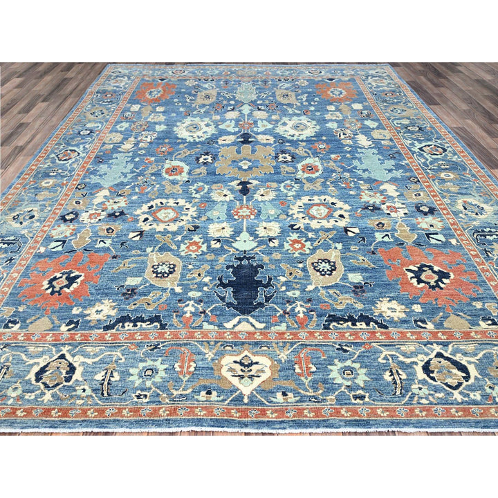 9'1" x 11'9" New Hand Knotted Blue Wool Rectangle Oriental Rug - MOA10286944