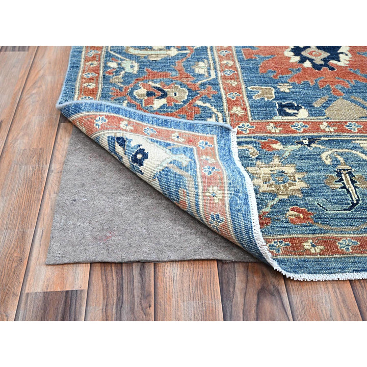 9'1" x 11'9" New Hand Knotted Blue Wool Rectangle Oriental Rug - MOA10286944