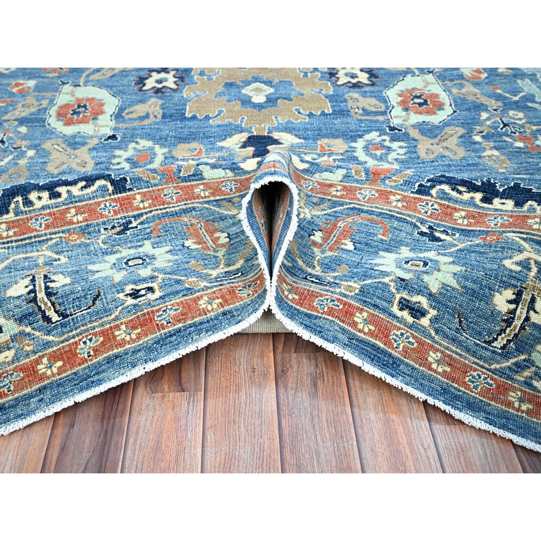 9'1" x 11'9" New Hand Knotted Blue Wool Rectangle Oriental Rug - MOA10286944