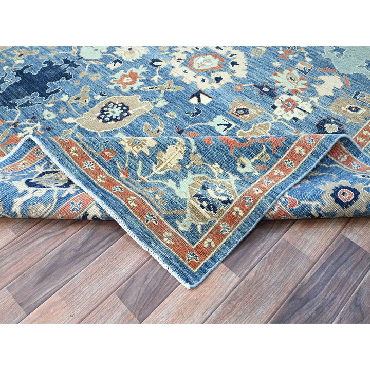 9'1" x 11'9" New Hand Knotted Blue Wool Rectangle Oriental Rug - MOA10286944