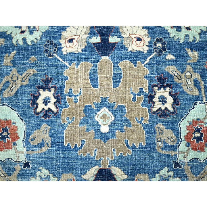 9'1" x 11'9" New Hand Knotted Blue Wool Rectangle Oriental Rug - MOA10286944