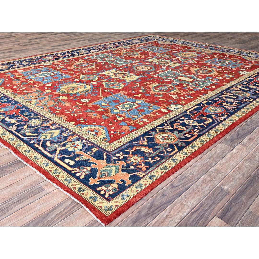 9'10" x 13'1" New Hand Knotted Red Wool Rectangle Oriental Rug - MOA10286962