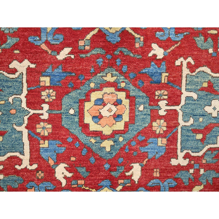 9'10" x 13'1" New Hand Knotted Red Wool Rectangle Oriental Rug - MOA10286962