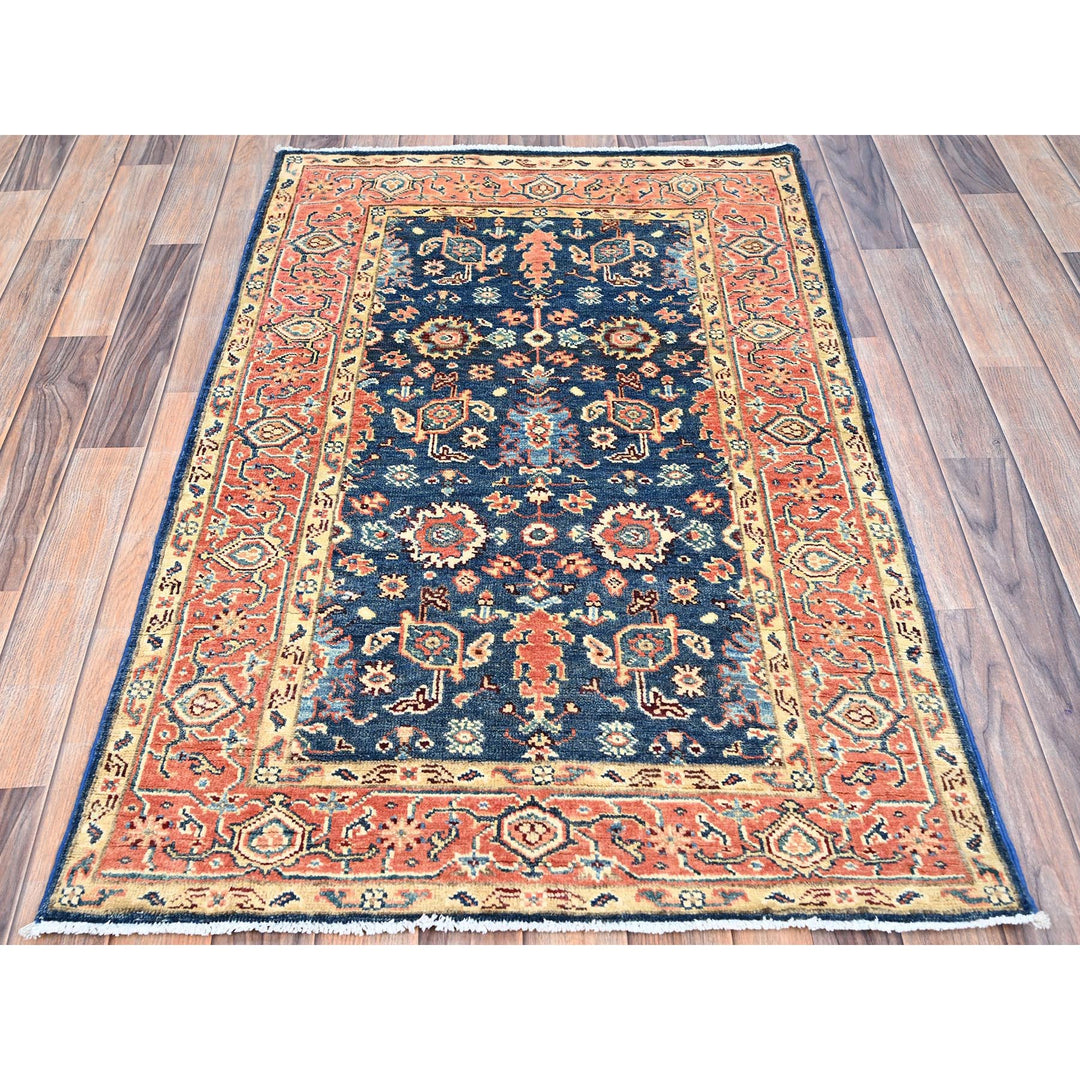 3'0" x 4'7" New Hand Knotted Blue Wool Rectangle Oriental Rug - MOA10286965