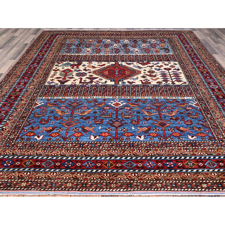 8'9" x 10'5" New Hand Knotted Blue Wool Rectangle Oriental Rug - MOA10286977