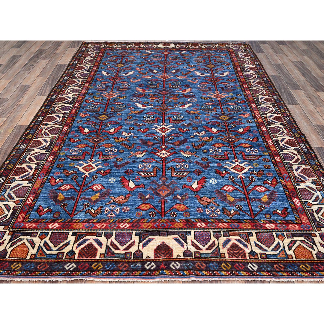 5'11" x 8'6" New Hand Knotted Blue Wool Rectangle Oriental Rug - MOA10286979